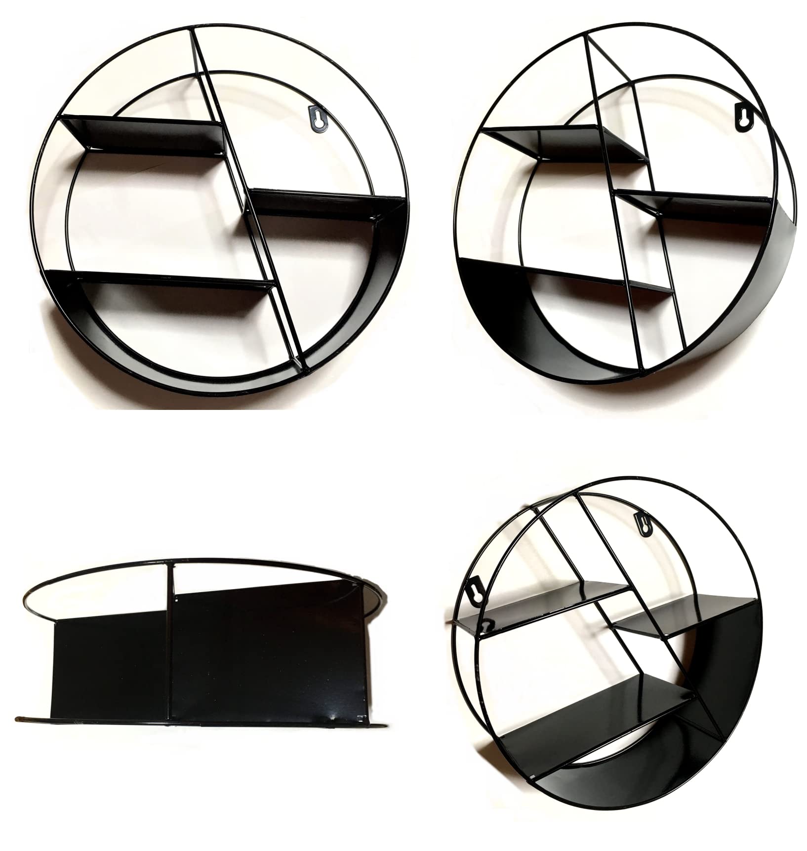 Amazon｜ウォールシェルフ 円形 スチールラック 三段 壁かけ 収納